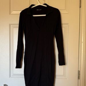 Zara Classic Black Long Sleeve Dress